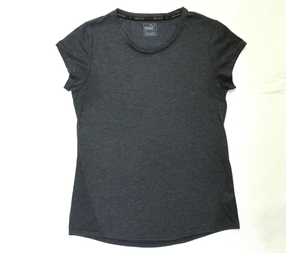 PUMA Womens Large Heather Dark Gray Workout Gym Running Active Shirt Top